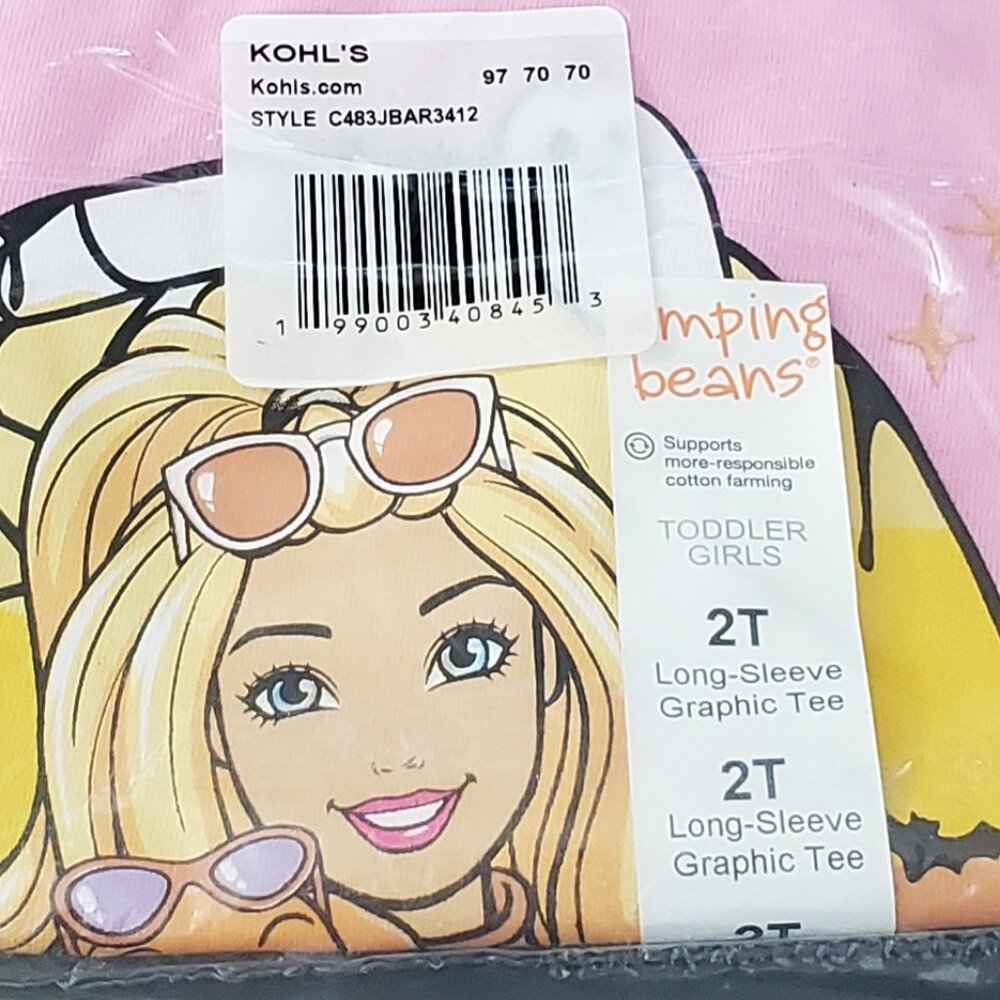 Toddler Girl Barbie "Maliboo Dreamin'" Long Sleeve Graphic Tee Size 2T NWT - Picture 3 of 4
